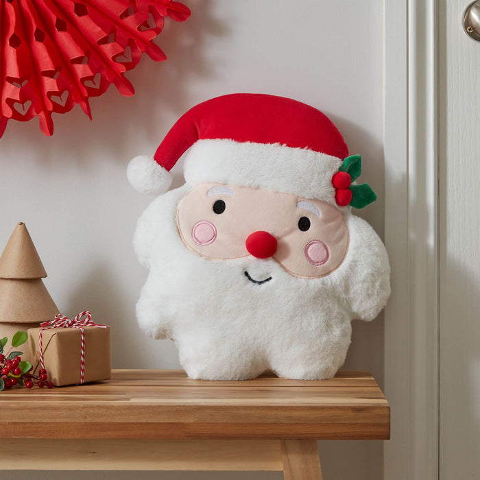 Christmas Santa 3D Shaped Cushion White