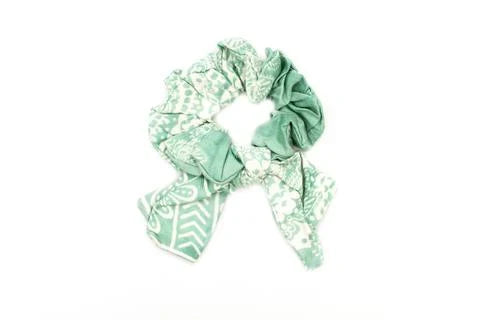 Scunchie with Bow - GREEN PALM LEOPARD
