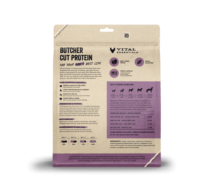Vital Essentials Freeze-Dried Raw Turkey Entrée Mini Nibs Dog Food